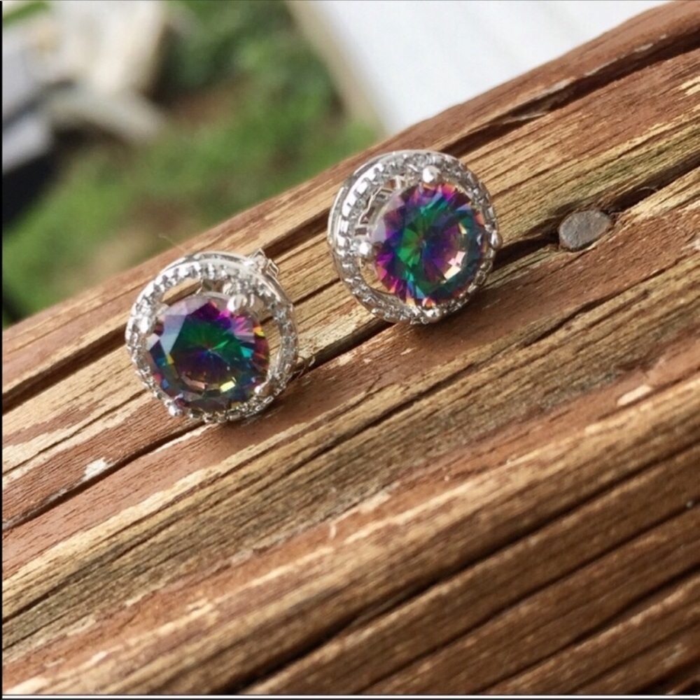 Rainbow Topaz Stud Earrings